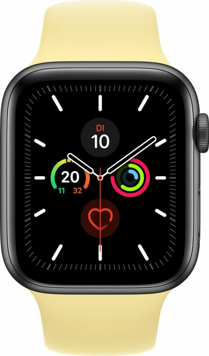 Apple Watch Series 5 (GPS) 44mm Aluminium space grau mit Sportarmband Zitruscreme