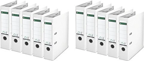 Leitz Qualitäts Ordner 2-Ring 180° Plastik, 80mm, A4, weiß, 10er-Pack