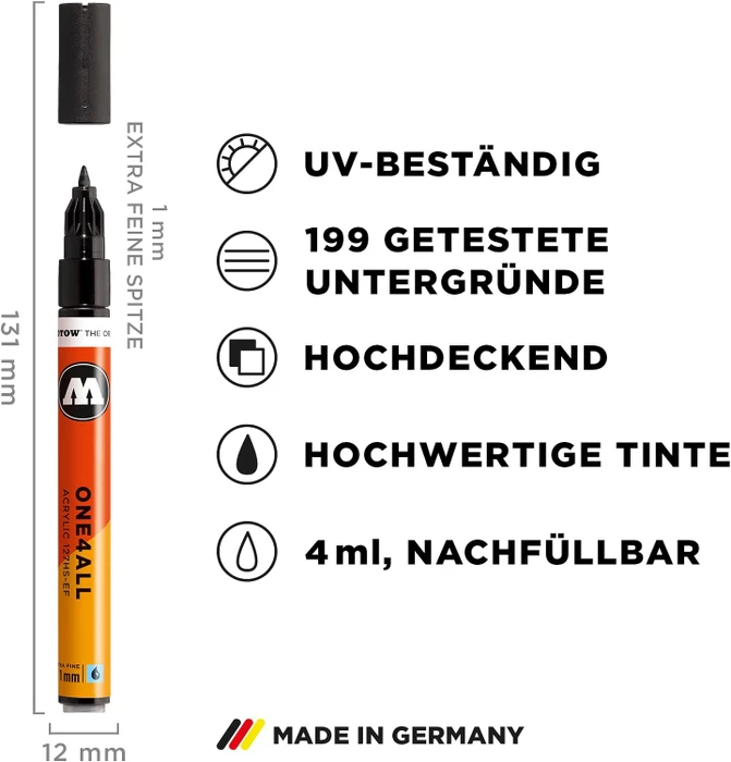 Molotow ONE4ALL 127HS-EF 1mm Acrylmarker signalschwarz