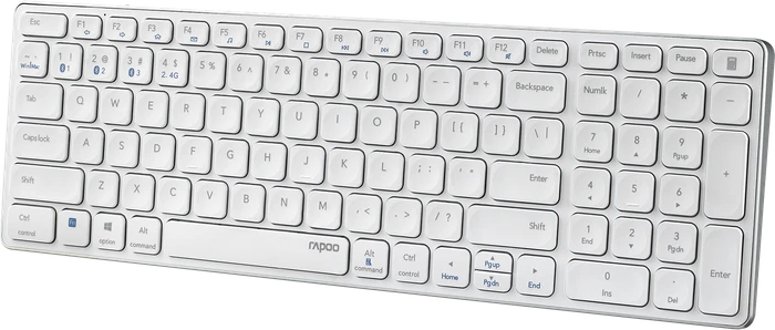 Rapoo E9700M Multi-mode Wireless Ultra-slim Keyboard, weiß, USB/Bluetooth, DE
