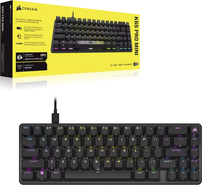 Corsair K65 PRO Mini RGB, Corsair OPX, USB, ES