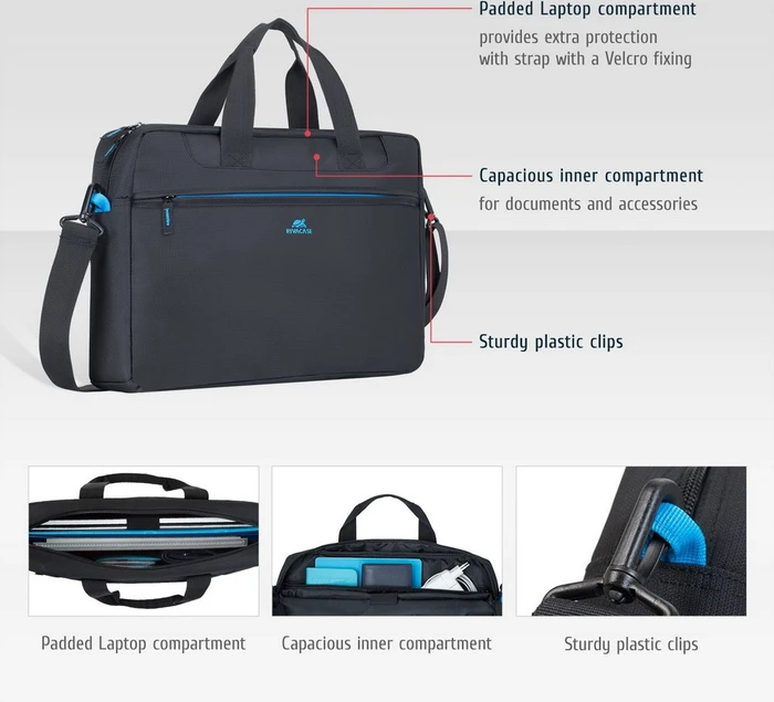 RivaCase Regent 8057 Laptoptasche 16", schwarz