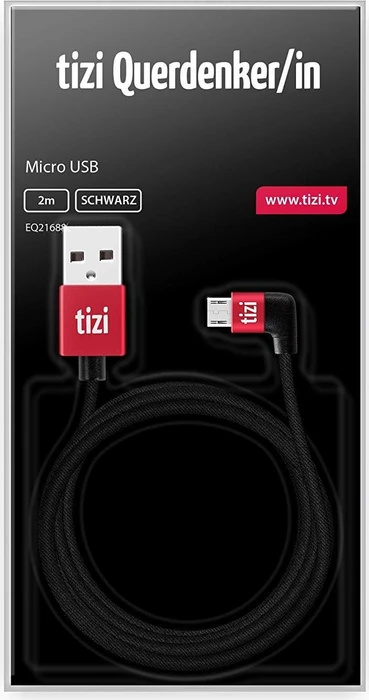 Equinux tizi Querdenker/in, USB-A 2.0/USB 2.0 Micro-B, rot/schwarz, 2m