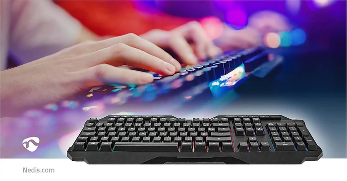 Nedis Gaming Tastatur, LEDs RGB, schwarz, USB, FR