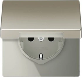 Jung Serie LS Steckdose Metallausführung mit Klappdeckel 16A 250V, edelstahl