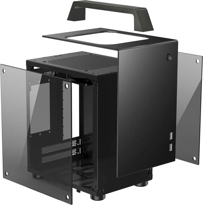Jonsbo T8, schwarz, Glasfenster, Mini-ITX