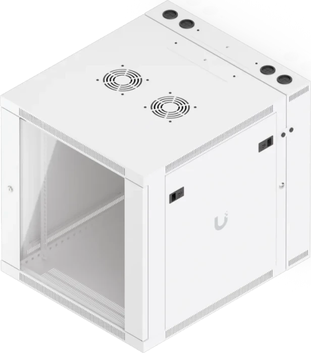 Ubiquiti 12U Rack Cabinet, 19" Wandgehäuse 12HE, Glastür, weiß, 703mm tief