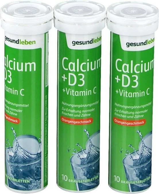 Alliance Gesund Leben Calcium 800mg + D3 + Vitamin C Brausetabletten, 30 Stück (3x 10 Stück)