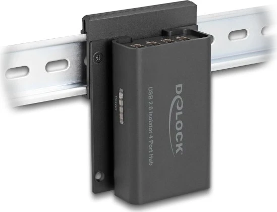 DeLOCK Railmount Isolator USB-Hub, 4x USB-A 2.0, USB-B 2.0 [Buchse]