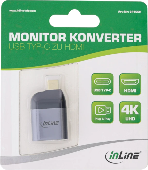 InLine USB Display Konverter, USB Typ-C Stecker auf HDMI Buchse