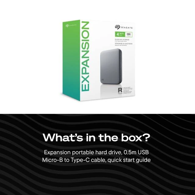 Seagate Expansion Portable (2026), 2TB, USB 3.0 Micro-B