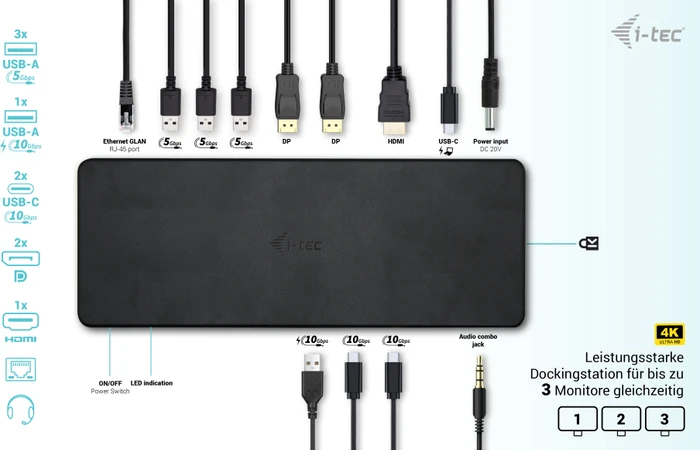 i-tec USB-C Triple Display Docking Station Gen 2 Pro + Power Delivery 100W, USB-C 3.1 [Buchse]