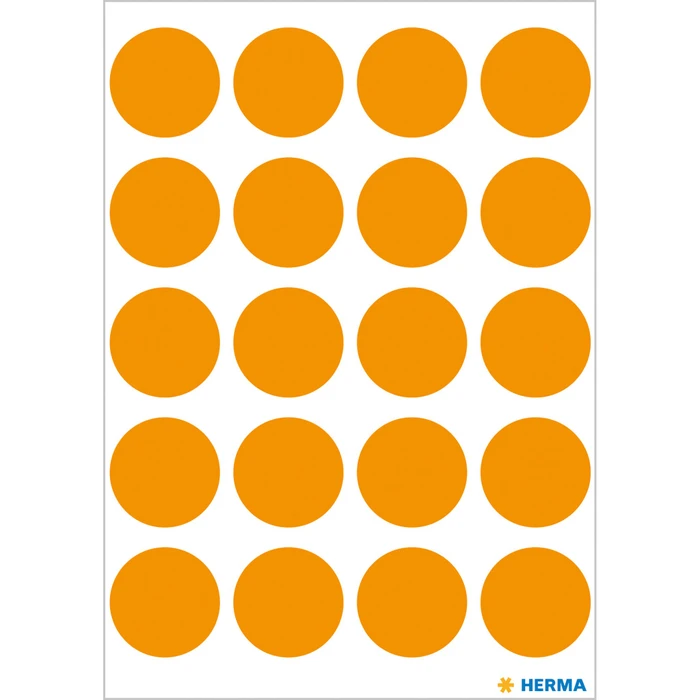 Herma Markierungspunkte 19mm, leuchtorange, 50 Blatt