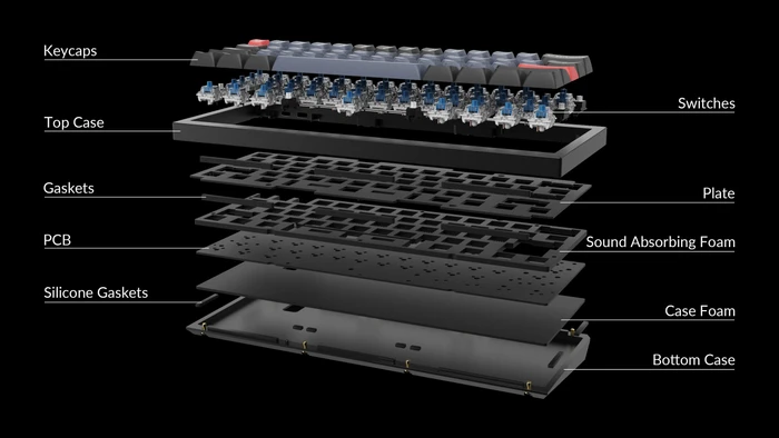 Keychron Q4, 60% Layout, LEDs RGB, Carbon Black, Gateron G Pro RED, USB, DE