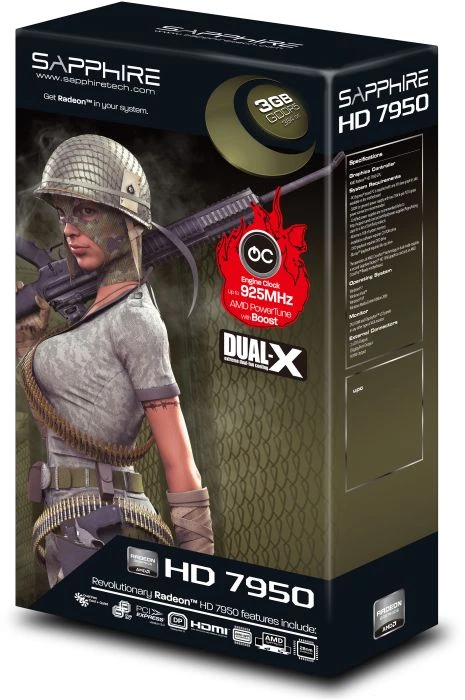 Sapphire Radeon HD 7950 Boost, 3GB GDDR5, 2x DVI, HDMI, DP, lite retail