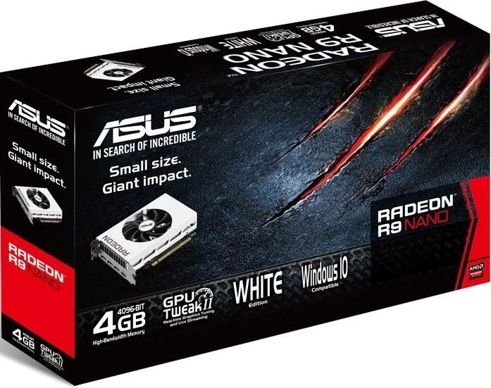 ASUS Radeon R9 Nano White, R9NANO-4G-WHITE, 4GB HBM, HDMI, 3x DP