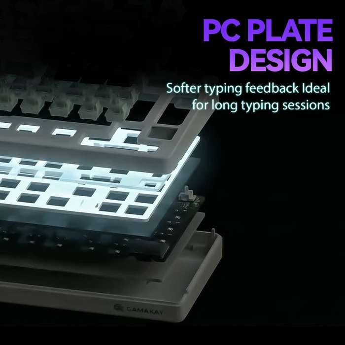 Gamakay TK75 SOCD Silent Mechanical Keyboard, Phoenix V2 linear, USB/Bluetooth, DE