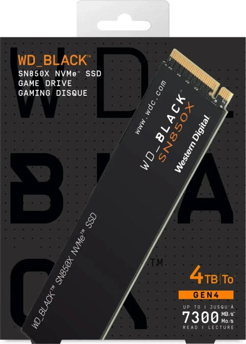 Western Digital WD_BLACK SN850X NVMe SSD 4TB, M.2 2280 / M-Key / PCIe 4.0 x4, Kühlkörper