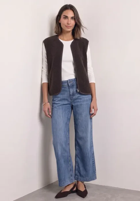 Street One Teddy mit Zipper und Corddetails Weste auburn brown (Damen)
