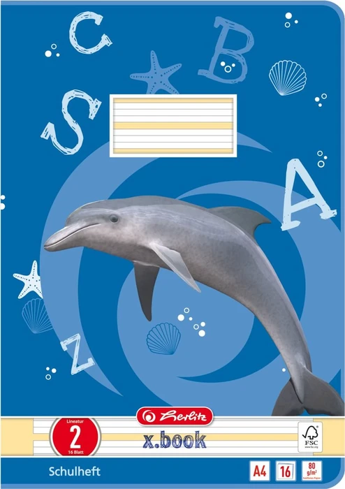 Herlitz x.book Schulheft, A4, Lineatur 2, 16 Blatt