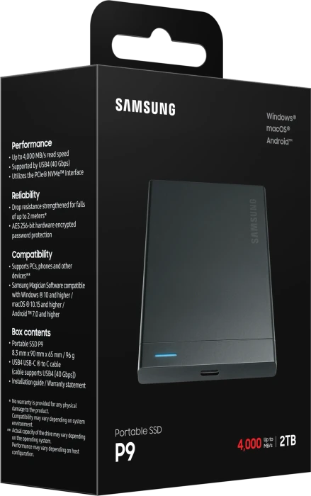 Samsung Portable SSD P9, 2TB, USB4