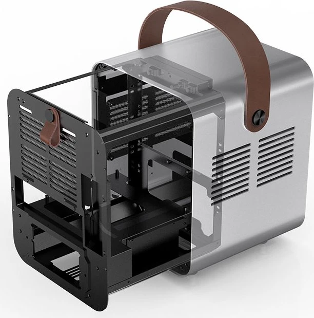 Jonsbo Jonsplus BO 100, silber, Glasfenster, Mini-ITX