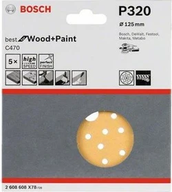 Bosch Professional C470 Best for Wood and Paint Schleifblatt K320, 125mm, 5 Stück