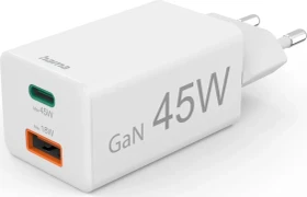 Hama Schnellladegerät 1x USB-C 1x USB-A PD 45W weiß