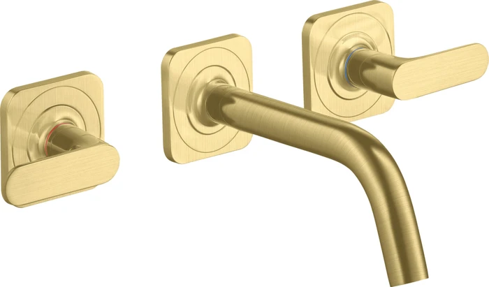 Hansgrohe Axor Citterio M 3-Loch Waschbeckenarmatur mit Hebelgriffen 166mm brushed brass