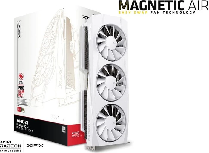 XFX Quicksilver Radeon RX 9070 XT White Magnetic Air Edition, 16GB GDDR6, HDMI, 3x DP