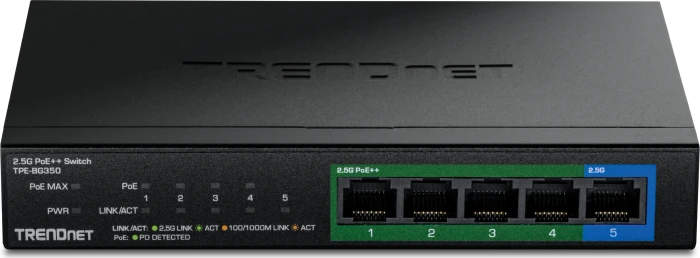TRENDnet TPE Desktop 2.5G Switch, 5x RJ-45, 135W PoE++