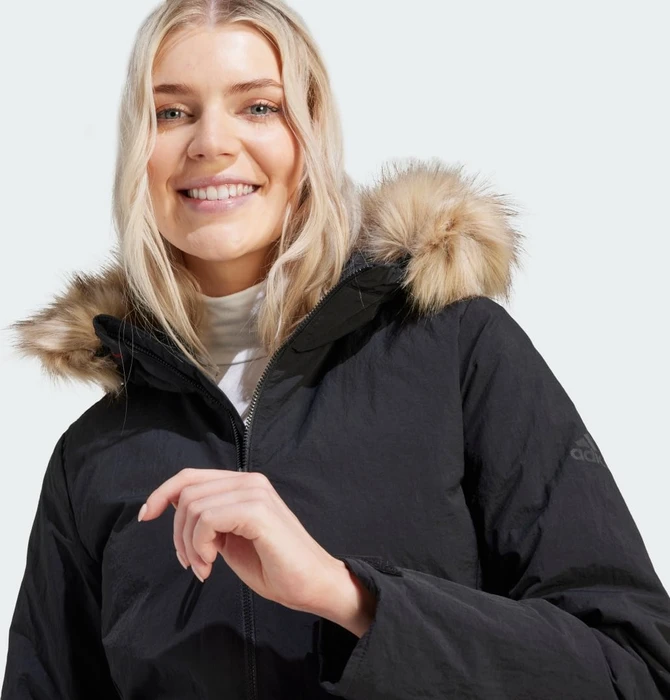 adidas Hooded Fur Mantel schwarz (Damen)