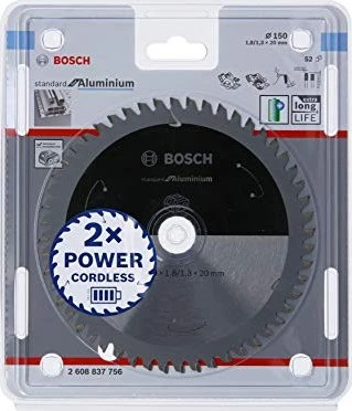 Bosch Professional Standard for Aluminium Kreissägeblatt 52Z, 150x1.3x20mm, 1 Stück