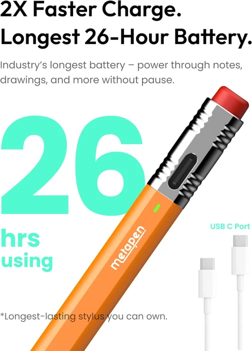 Metapen Air 8 Pro X iPad Pencil mit Air-Flex-Spitze, orange