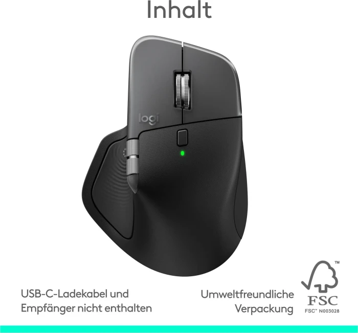 Logitech MX Master 4 for Mac Space Black, schwarz, Logi Bolt, USB/Bluetooth