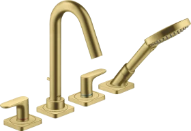 Hansgrohe Axor Citterio M 4-Loch Wannenrandarmatur mit Hebelgriffen und Rosetten brushed brass