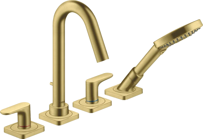 Hansgrohe Axor Citterio M 4-Loch Wannenrandarmatur mit Hebelgriffen und Rosetten brushed brass