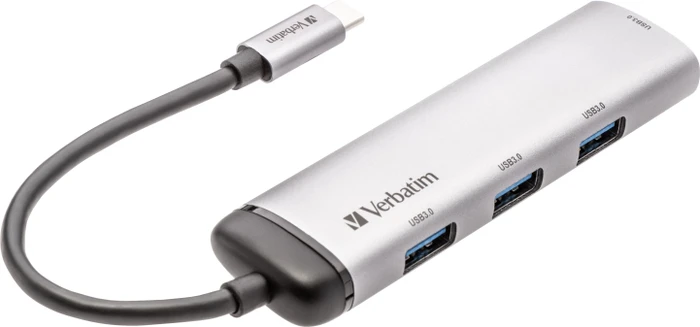 Verbatim USB-Hub, 4x USB-A 3.0, USB-C 3.0 [Stecker]