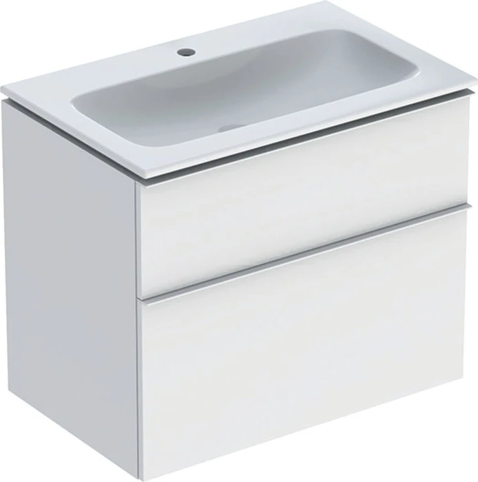 Geberit iCon Set Möbelwaschtisch/Unterschrank 75cm weiß, Korpus: weiß/lackiert matt, Griff: weiß/pulverbeschichtet matt