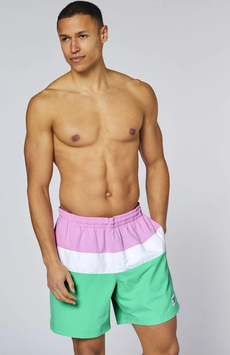 Chiemsee Blockstreifen-Design mit Jacquard Label Badeshorts orchid (Herren)