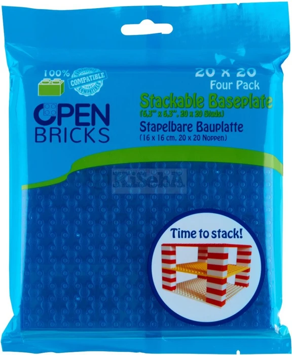 Open Bricks Stapelbare Bauplatte 20x20 Four Pack hellblau
