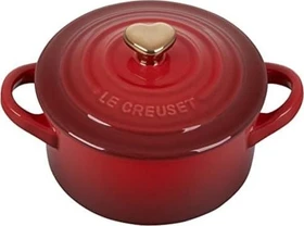 Le Creuset Mini-Cocotte Topf mit goldenem Herzknauf 250ml kirschrot