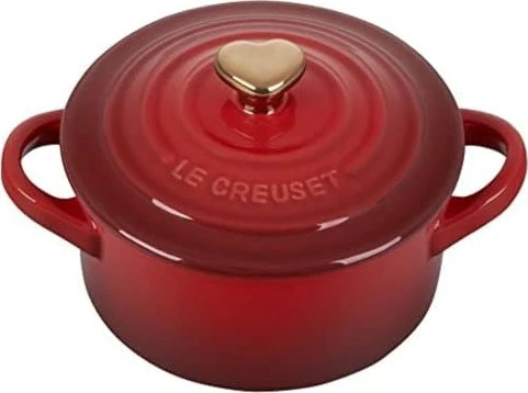 Le Creuset Mini-Cocotte Topf mit goldenem Herzknauf 250ml kirschrot