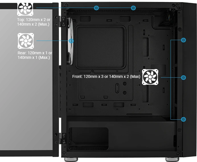 AeroCool Graphite, Lüfter LED RGB, Glasfenster