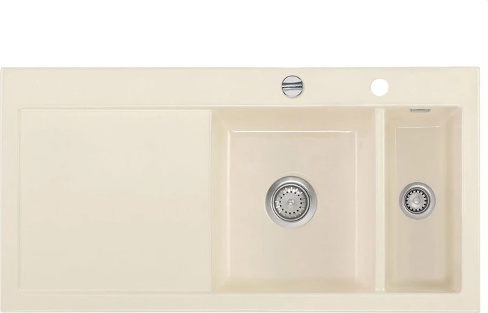 systemceram Mera 100 Einbau Becken rechts mit Ablauffernbedienung magnolie