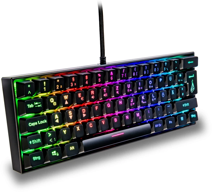 Verbatim SureFire KingPin M1 60% Gaming Keyboard, LEDs RGB, RED Switches, schwarz, USB, DE