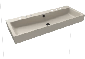 Kaldewei Puro Wand-Doppelwaschtisch 120x46cm mit Überlauf, 2x3 Hahnlochbohrung, Perl-Effekt, warm grey 10