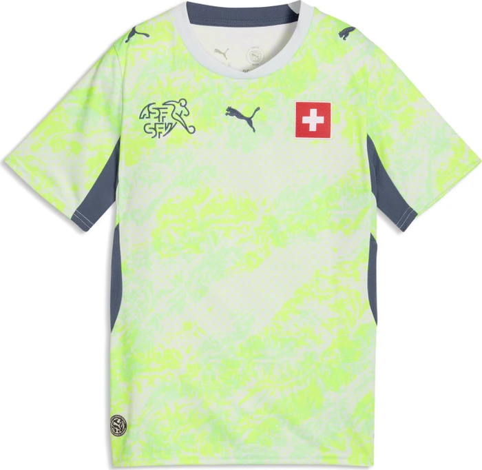 Puma FIFA WM 2026 Schweiz Auswärtstrikot kurzarm sea glass/dark indigo (Junior)