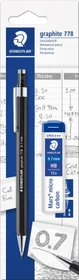 Staedtler graphite 778 Druckbleistift B 0.7mm graphit, schwarz, Radierer, 12 Minen
