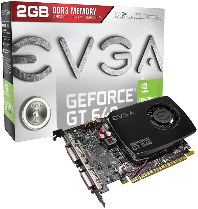 EVGA GeForce GT 640 Single-Slot, 2GB DDR3, 2x DVI, Mini HDMI